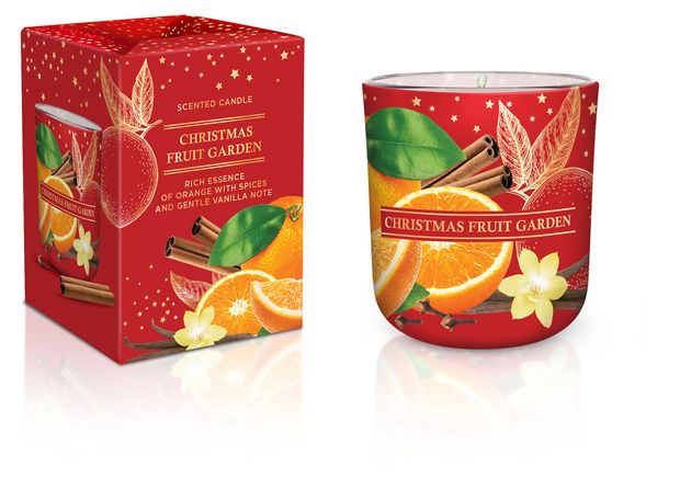 Свеча ароматизированная Bartek candles Рождественский Фруктовый сад, 8х11,5 см, 1 шт в ассортименте