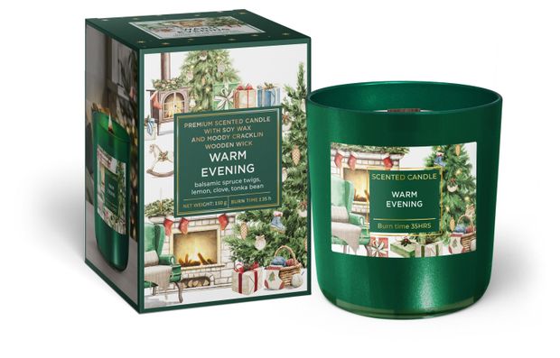 Свеча ароматизированная Bartek candles Зимнее Время с деревянным фитилем, 1 шт в ассортименте