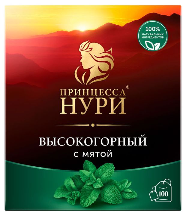 Чай черный Принцесса Нури Высокогорный с мятой, 1,8 г x 100 шт