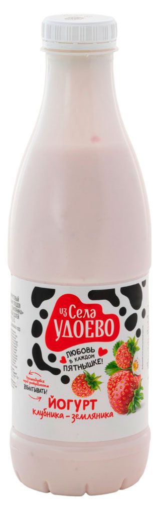 Йогурт питьевой Из Села Удоево клубника и земляника 1,5% БЗМЖ, 835 г