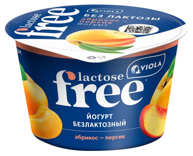 Йогурт Viola Lactose Free абрикос персик безлактозный 2,7% БЗМЖ, 180 г