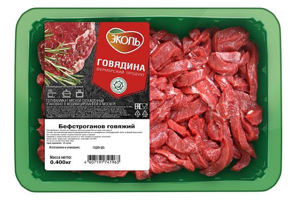 Бефстроганов Эколь говядина охлажденная 400 г 560₽