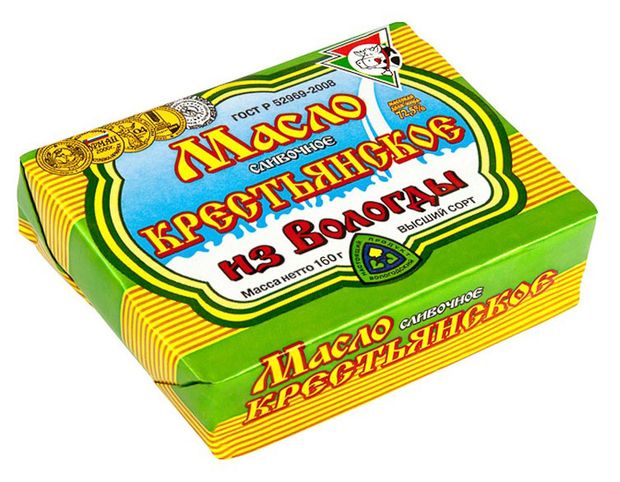 Масло сливочное Из Вологды Крестьянское 72,5% БЗМЖ, 160 г