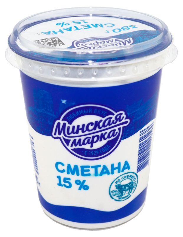 Сметана Минская марка 15% БЗМЖ, 380г
