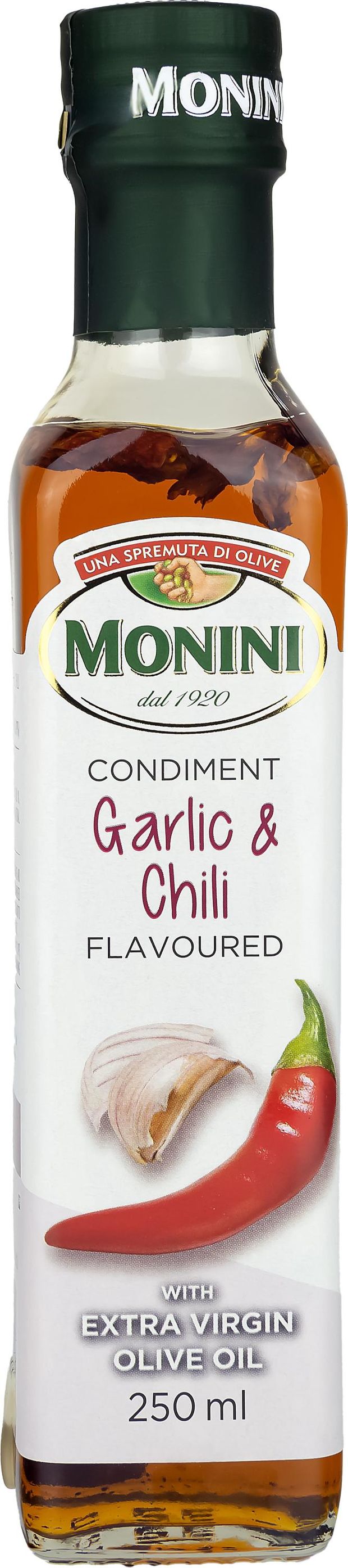 Масло оливковое Monini Extra Virgin нерафинированное с чесноком и перцем 250 мл 799₽