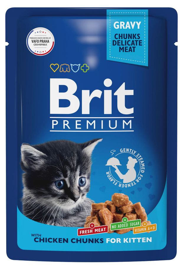 Корм влажный для котят Brit Premium с курочкой в соусе, 85 г