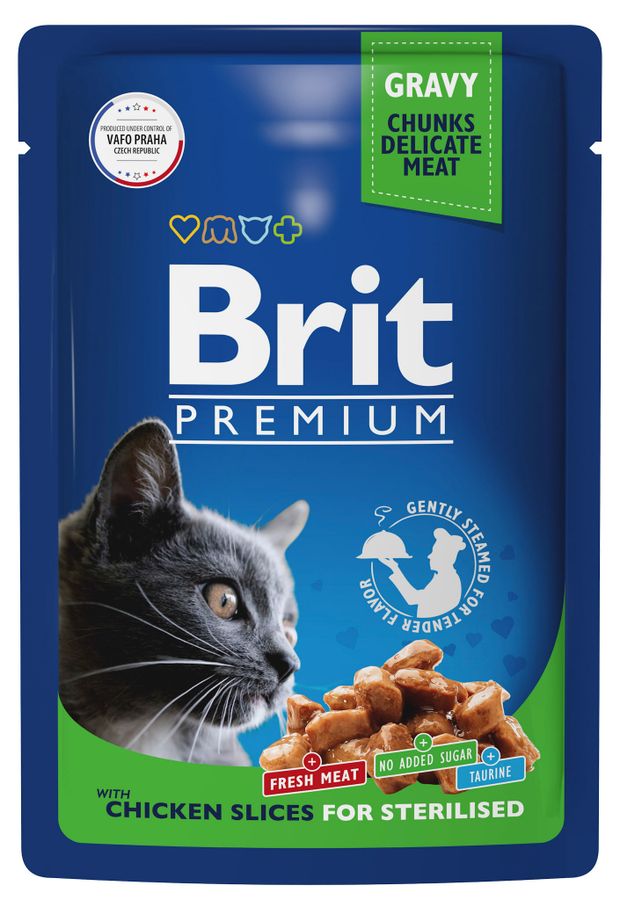Зоотовары Корм для стерилизованных кошек Brit Premium с курицей в соусе, 85 г