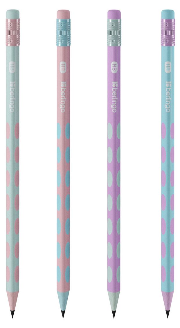 Карандаш чернографитный Berlingo Haze HB пластиковый с ластиком 1 шт в ассортименте 12₽