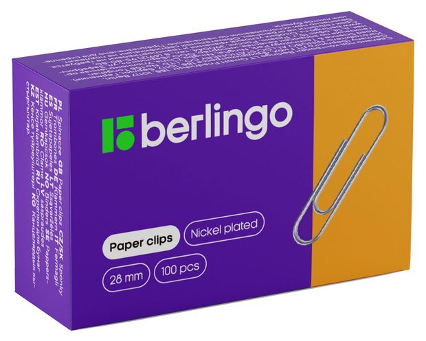 Скрепки Berlingo никелированные 28 мм 100 шт 44₽
