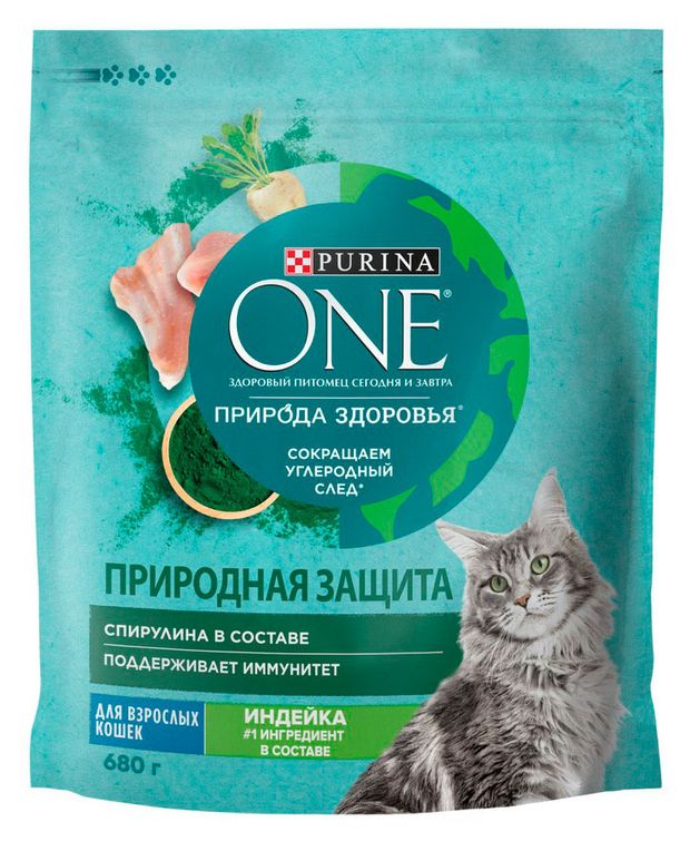 Сухой корм для кошек Purina ONE Природа здоровья с индейкой, 680 г