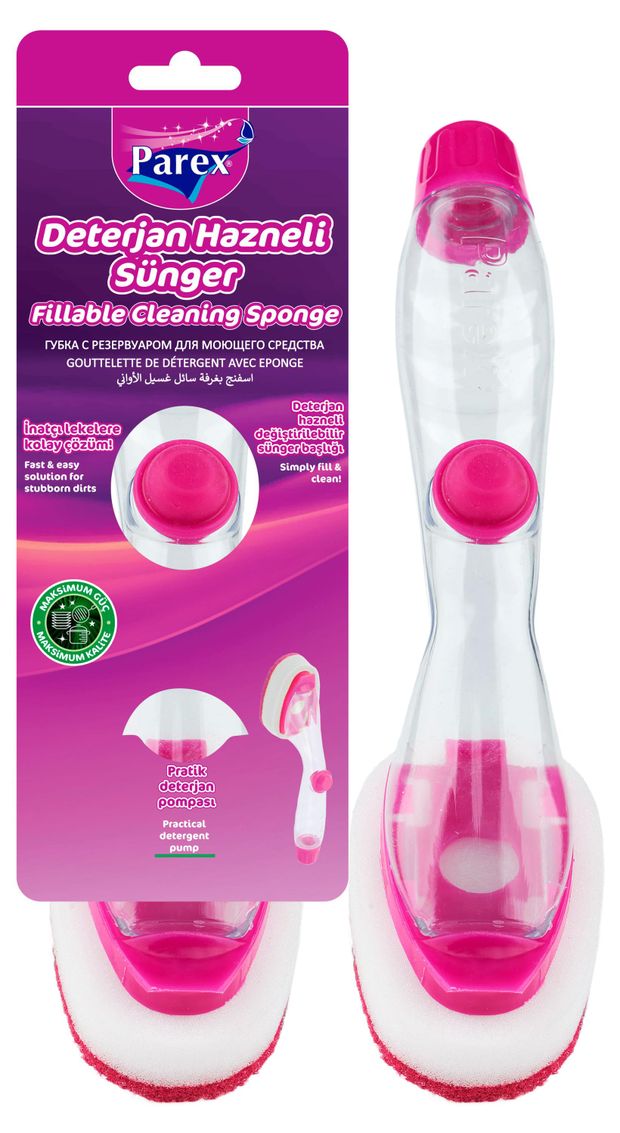 Губка для мытья посуды PAREX с ручкой и дозатором для моющего средства 1 шт 354₽