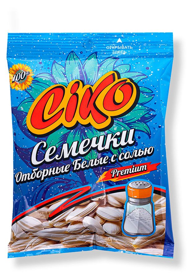 Чипсы, снеки, сухофрукты  Ашан Семечки подсолнечные CIKO белые, 100 г