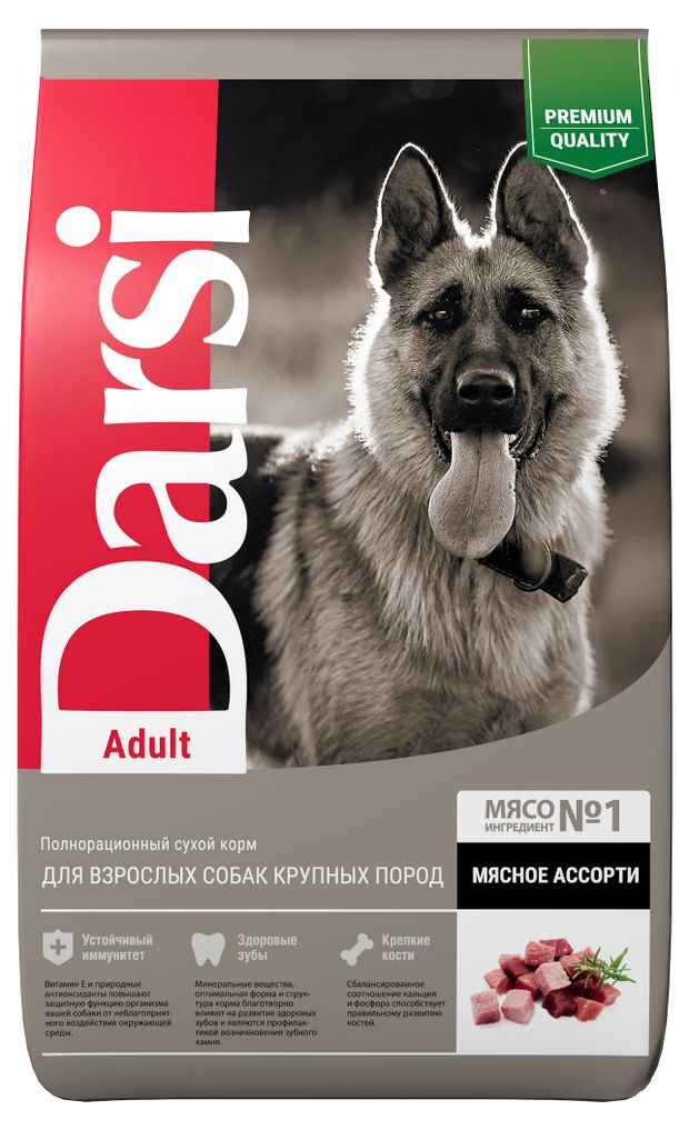 Сухой корм для собак Darsi крупных пород Adult Мясное ассорти, 2,5 кг