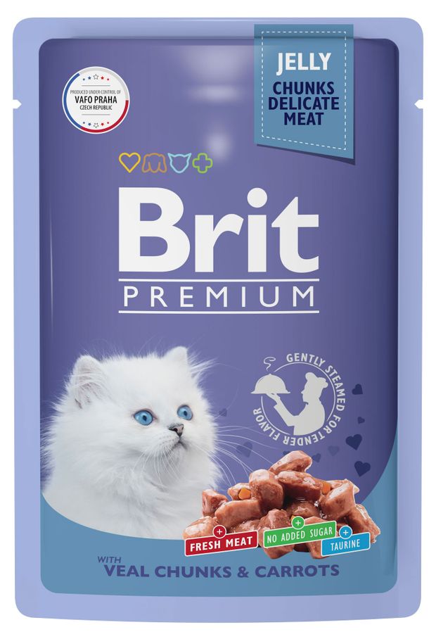 фото Корм для кошек brit premium говядина в желе, 85 г