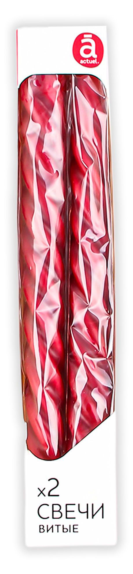 Свечи витые Actuel красные, 2 шт