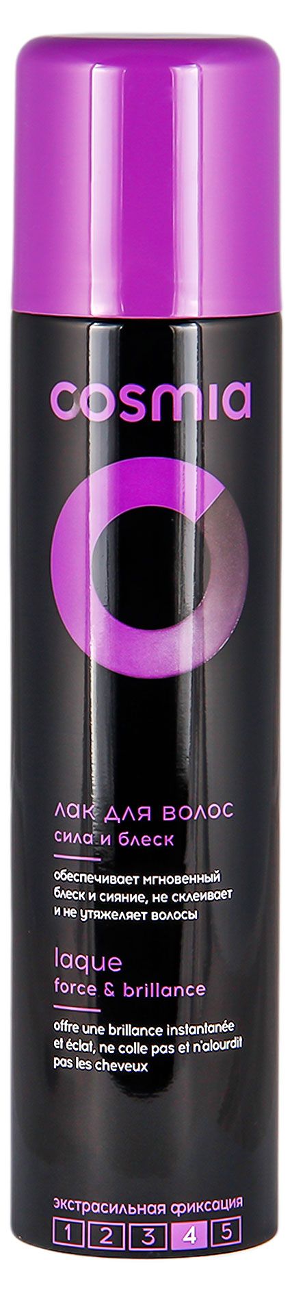 Лак для волос Cosmia экстрасильной фиксации Сила и блеск 250 мл 150₽