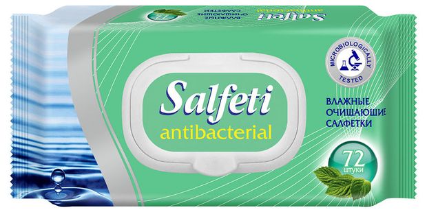 Влажные салфетки Salfeti Антибактериальные 72 шт 185₽