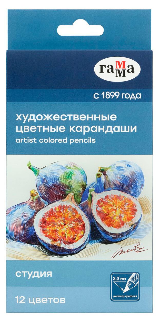 фото Набор цветных карандашей гамма студия, 12 шт