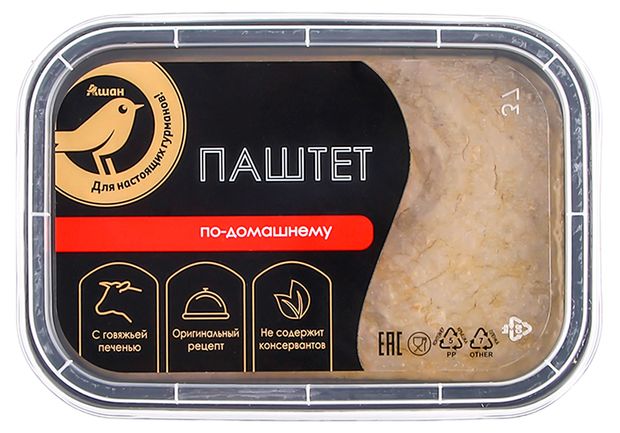 Паштет АШАН Золотая птица по-домашнему с говяжьей печенью 160 г 190₽