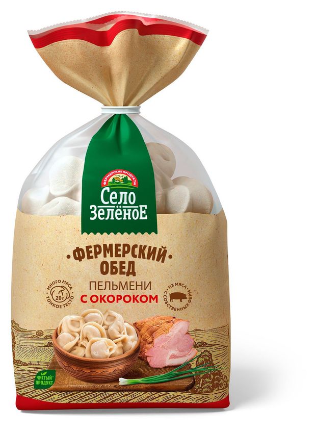 Пельмени Село Зеленое Фермерский обед с окороком, 700 г