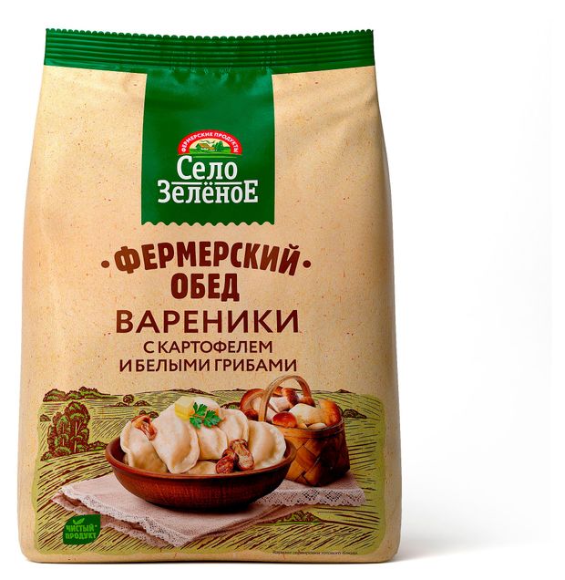 Вареники сытные Село Зеленое с картофелем и белыми грибами замороженные, 700 г
