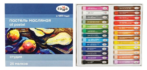 Пастель масляная Гамма Студия, 25 цветов