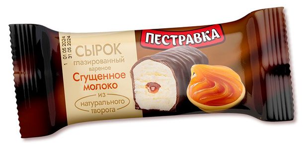 Сырок глазированный творожный Пестравка со сгущенным молоком батончик 23% БЗМЖ, 40 г