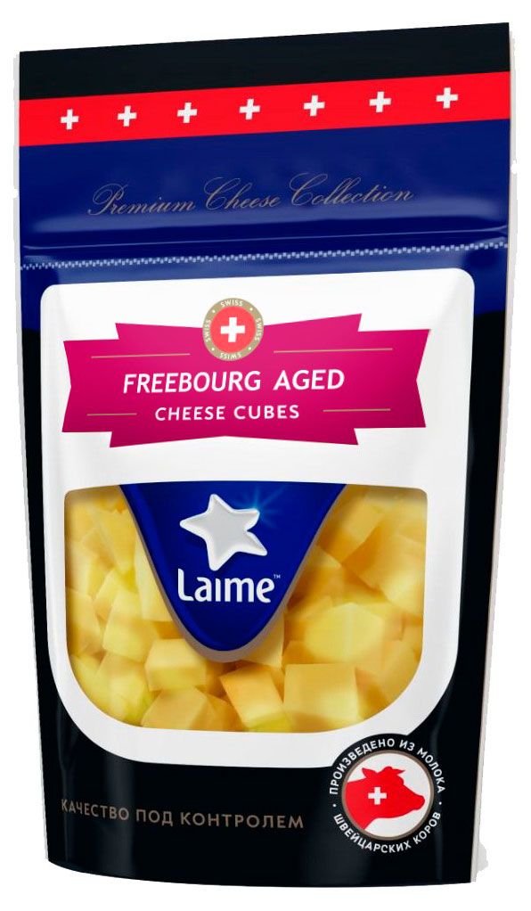 Сыр полутвердый Фрибург Freebourg Aged Laime Premium выдержанный колотый кубики 53 БЗМЖ 125 г 700₽
