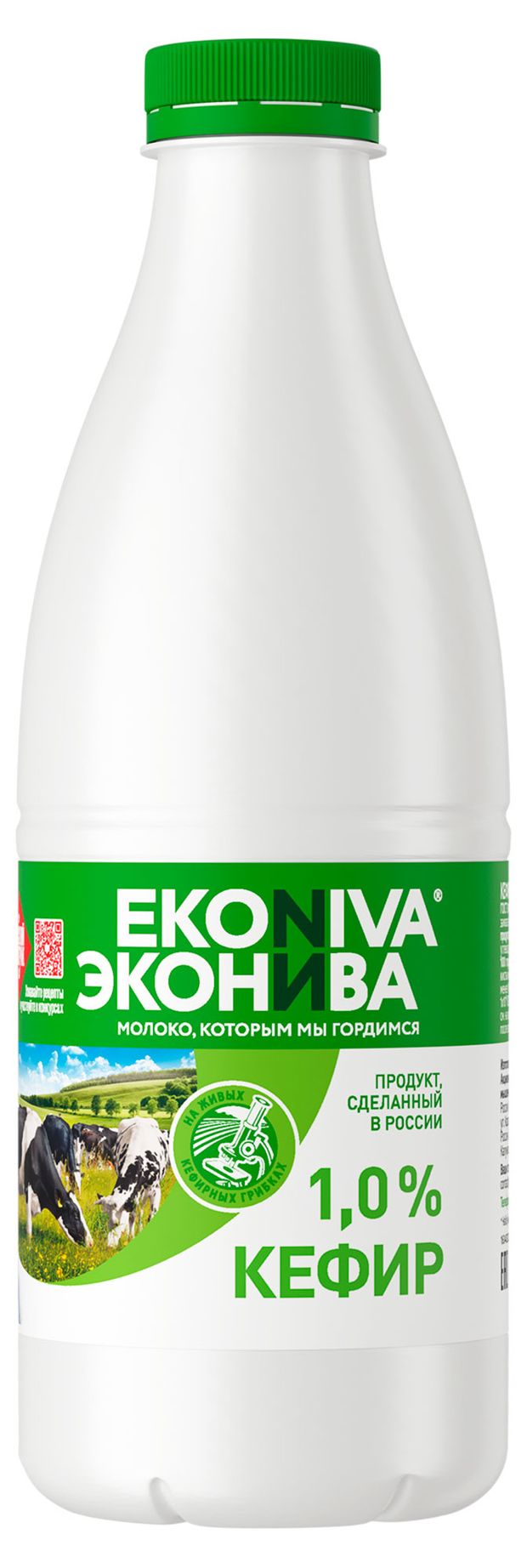 Молочные продукты, яйца  Ашан Кефир ЭкоНива 1% БЗМЖ, 1 кг