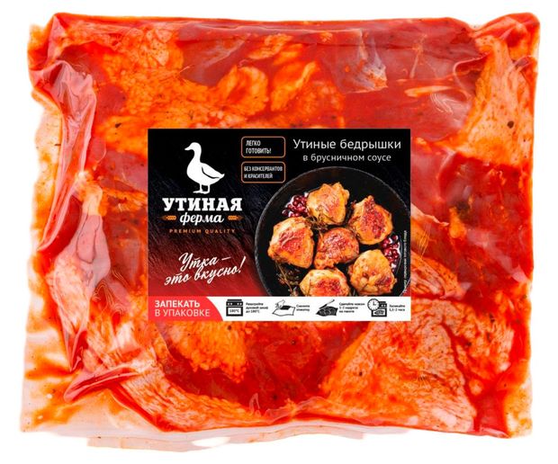 Утиные бедрышки Утиная Ферма в брусничном соусе охлажденные ~ 1 кг