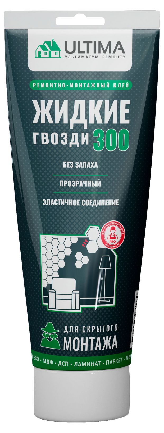 Строительство и ремонт Клей ремонтно-монтажный Ultima 300 для скрытого монтажа прозрачный, 250 г