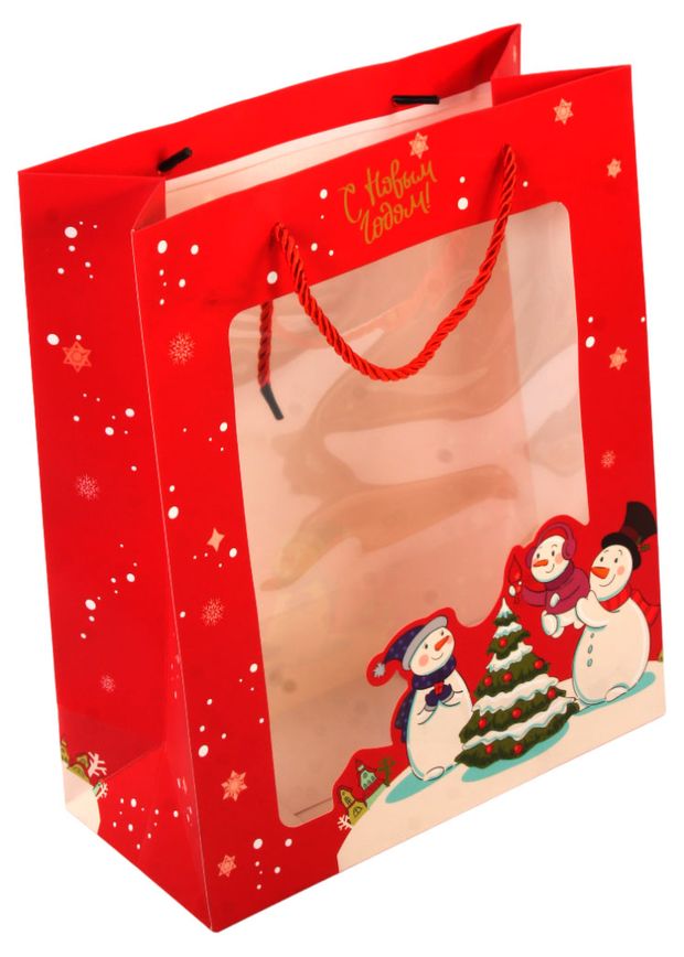 Пакет подарочный GrandGift с окном 31х22х9 см 107₽