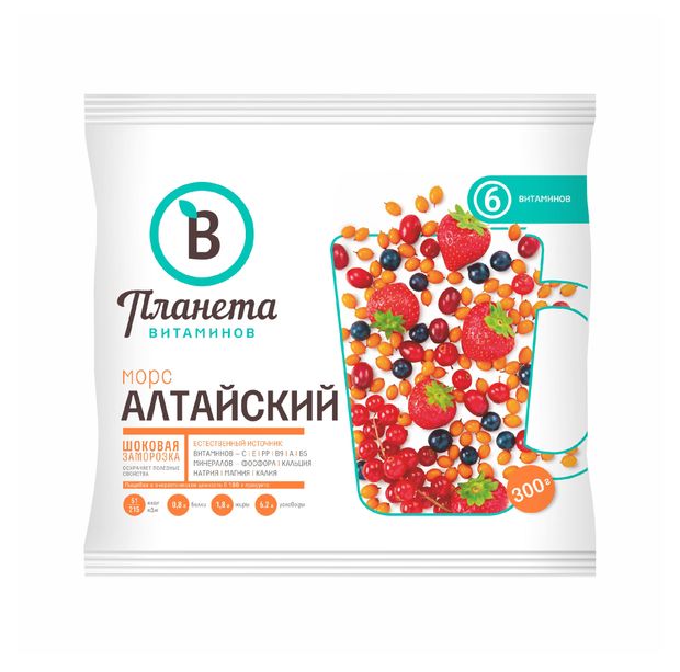 Смесь ягодная Планета Витаминов Морс Алтайский замороженная, 300 г