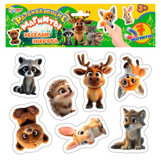 Игрушки  Ашан Игра развивающая Умные игры Веселые зверята на магнитах