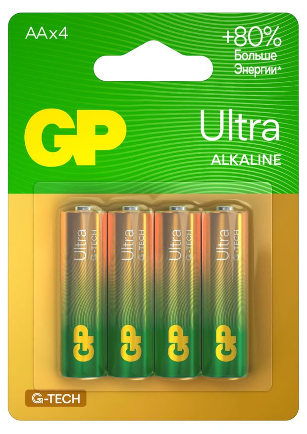 Батарейки GP Ultra G-Tech LR6 4 шт 290₽