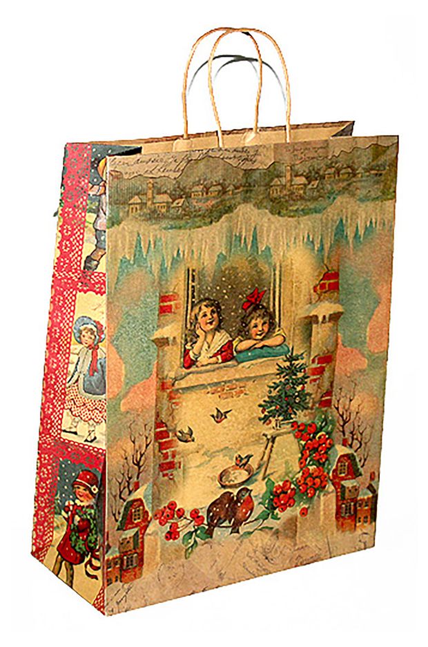 Пакет подарочный GrandGift крафт с печатью 18 39х275х12 см 50₽