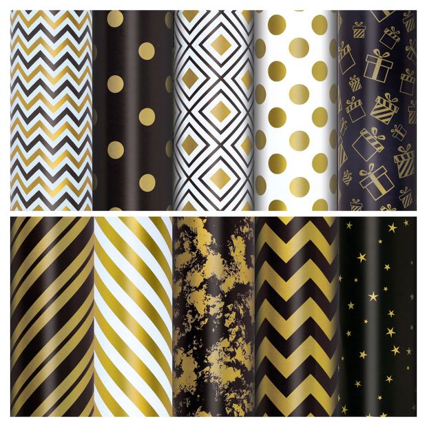 Бумага упаковочная Золотая сказка Golden pattern ассорти 70x100 см 68₽
