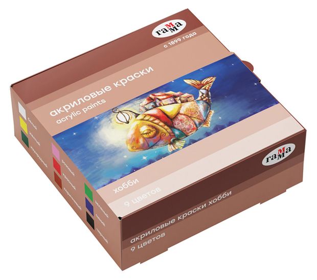 Краски акриловые декоративные Гамма Хобби, 9 цветов