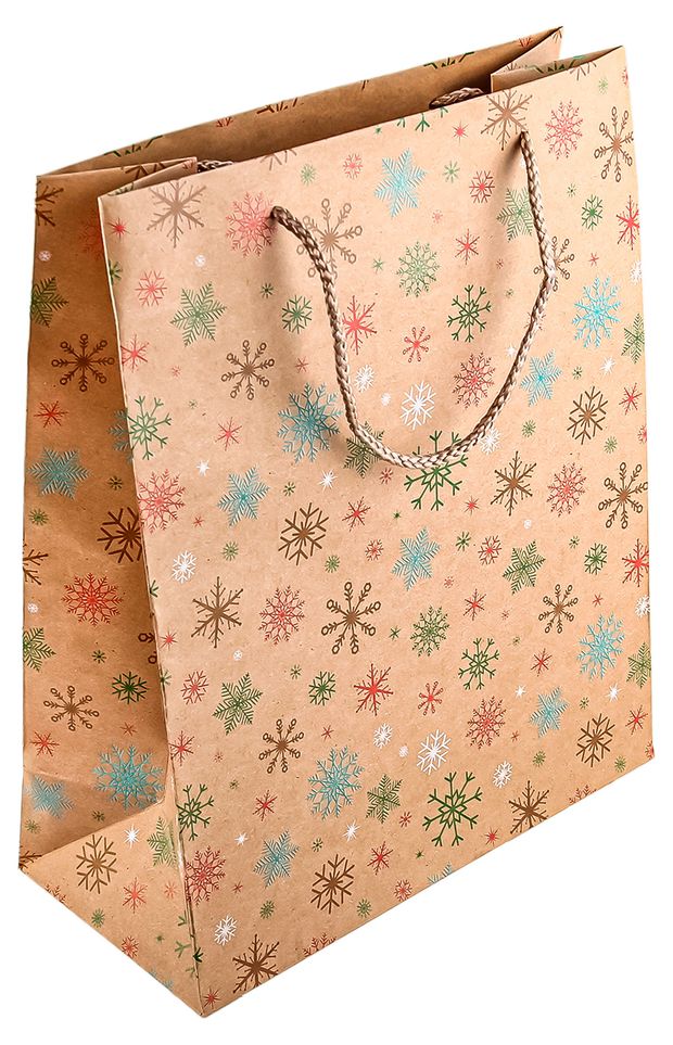 Пакет бумажный подарочный АШАН Красная птица крафт 26х32 см в ассортименте 50₽