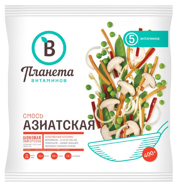 Смесь овощная Планета Витаминов Азиатская замороженная, 400 г