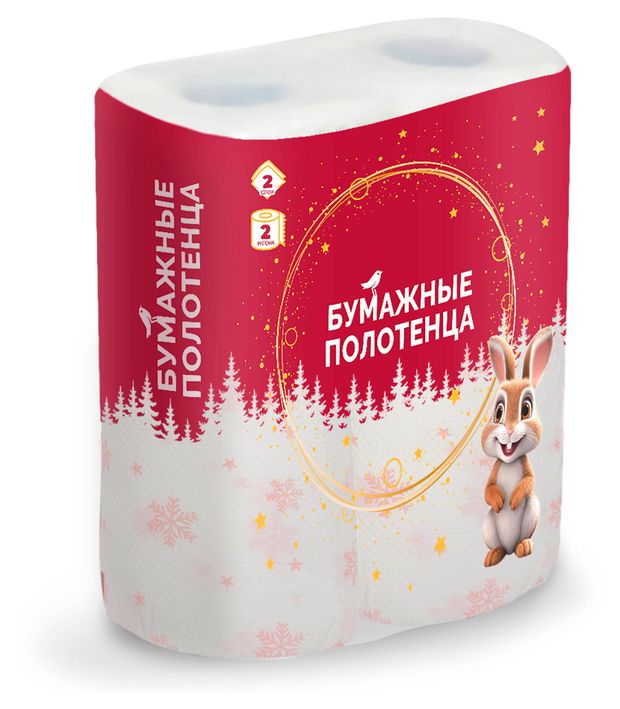 Полотенца бумажные АШАН Красная птица 2 слоя 2 рулона 69₽