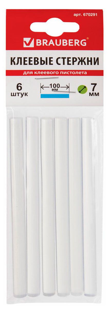 Стержни клеевые BRAUBERG 7х100 мм 6 шт 71₽
