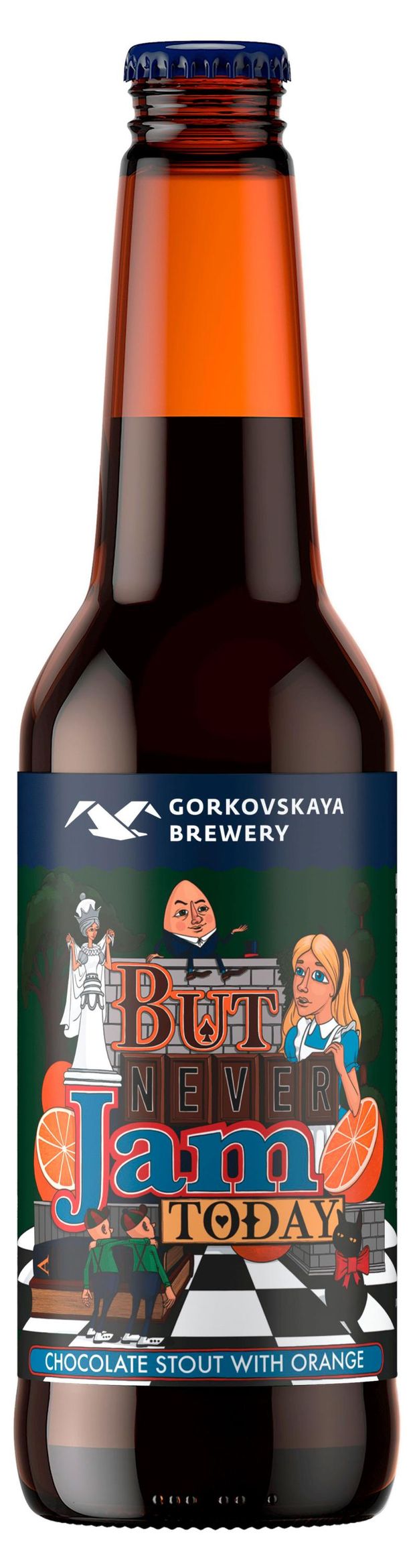Пивной напиток Горьковская Пивоварня Sweet Stout But Never Jam Today осветленный нефильтрованный, 440 мл
