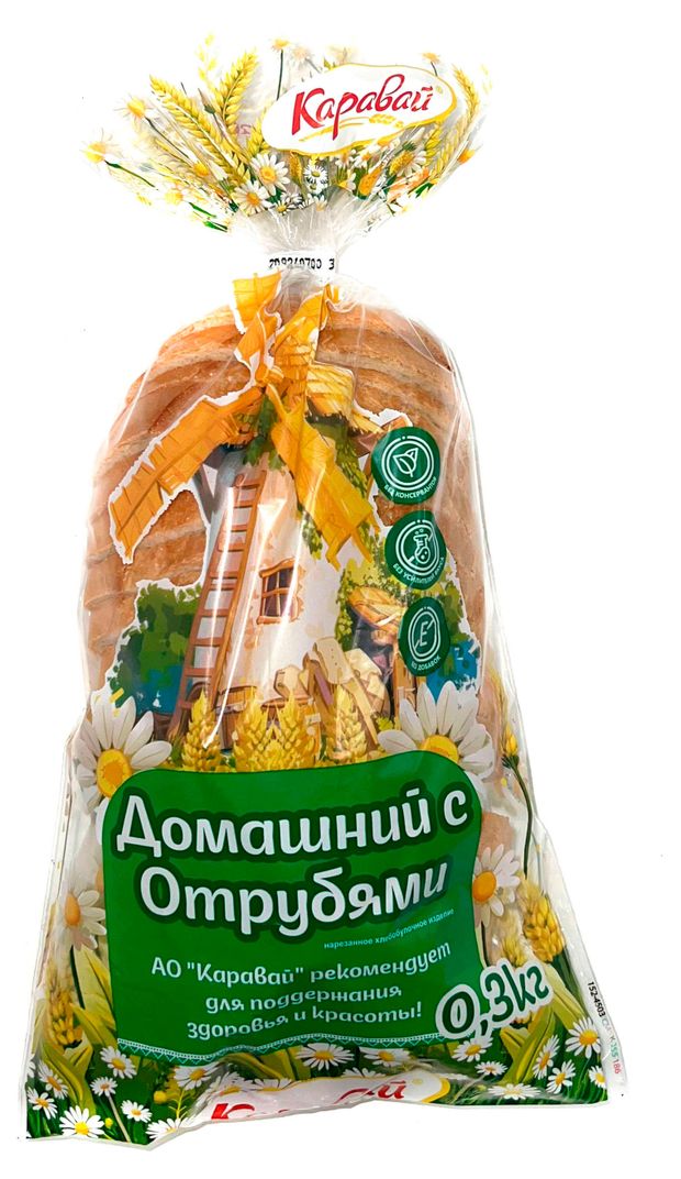 Батончик Каравай Домашний с отрубями нарезка, 300 г
