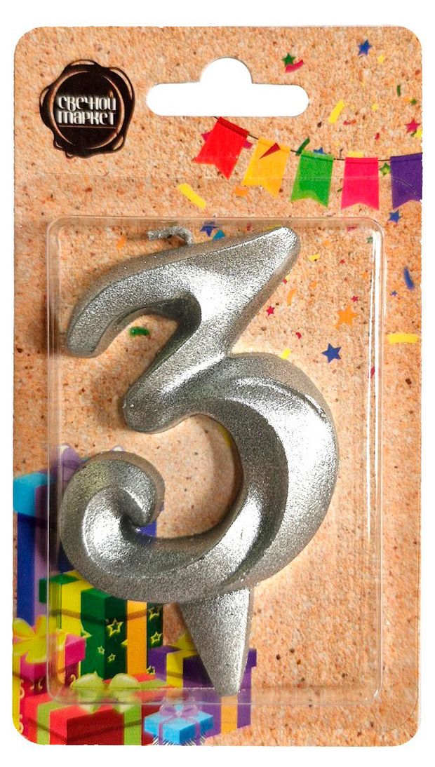 Свеча для торта Свечной маркет Театр серебро 3 5х7 см 65₽