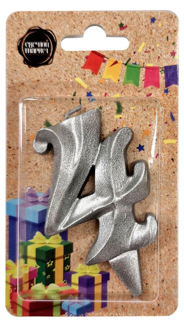 Свеча для торта Свечной маркет Театр серебро 4, 5х7 см