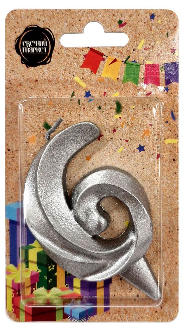 Свеча для торта Свечной маркет Театр серебро 6, 5х7 см