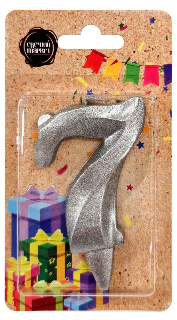 Свеча для торта Свечной маркет Театр серебро 7, 5х7 см