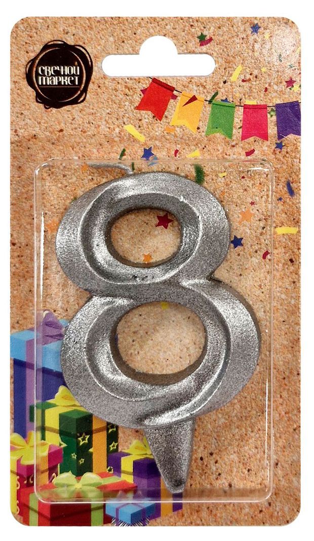 Свеча для торта Свечной маркет Театр серебро 8, 5х7 см