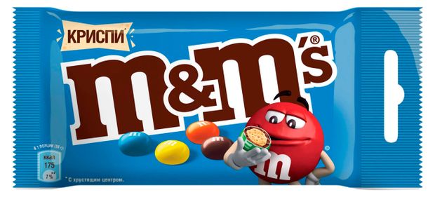 Сладости  Ашан Драже M&M's Криспи шоколадное, 36 г